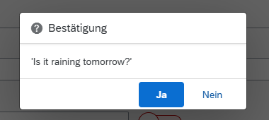 Beispiel zur hervorgehobenen Aktion. DIese ist hier "YES"