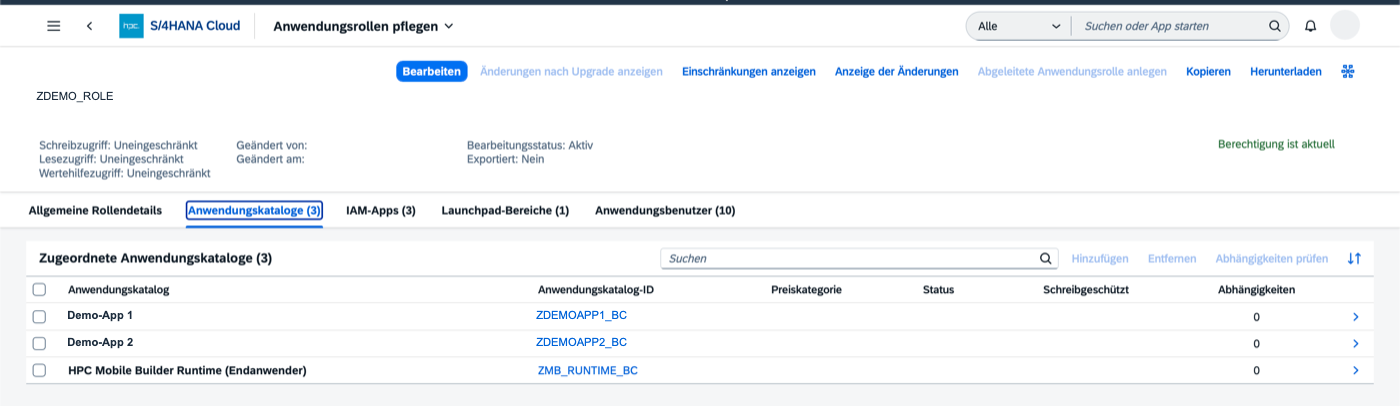 Rolle mit Runtime- und App-Katalogen