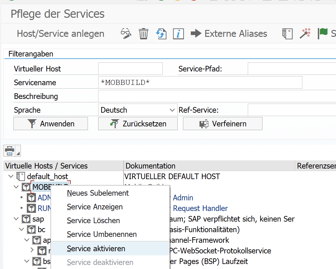 SICF – Service aktivieren