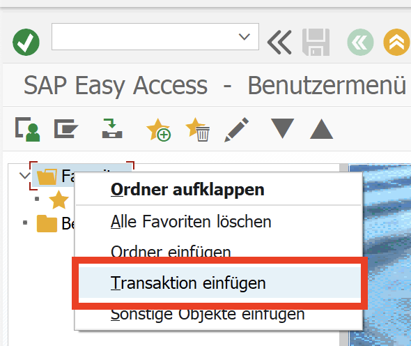 SAPGUI – Transaktion hinzufügen