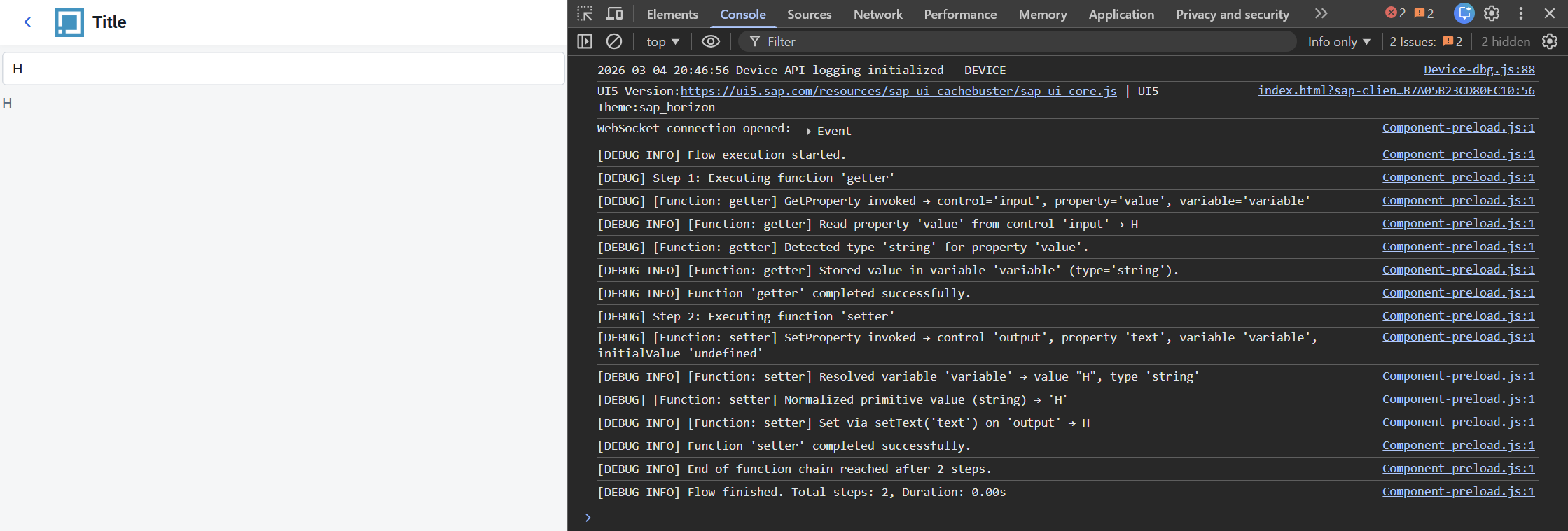 Debug-Ausgabe im Browser