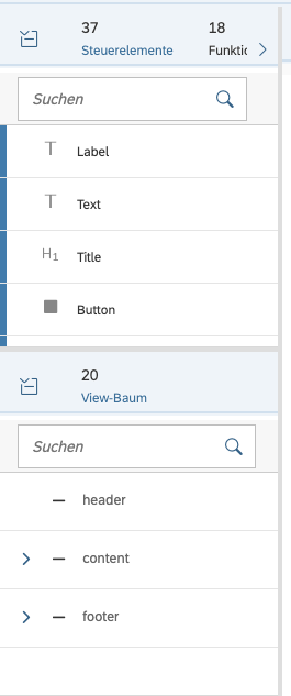 Linke Spalte: vertikaler Splitter mit Collapse-Buttons