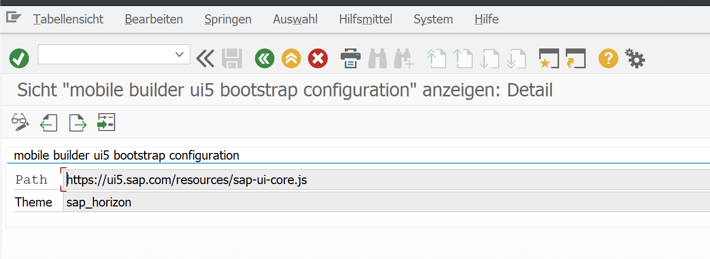 SM30 – UI5-Bootstrap pflegen